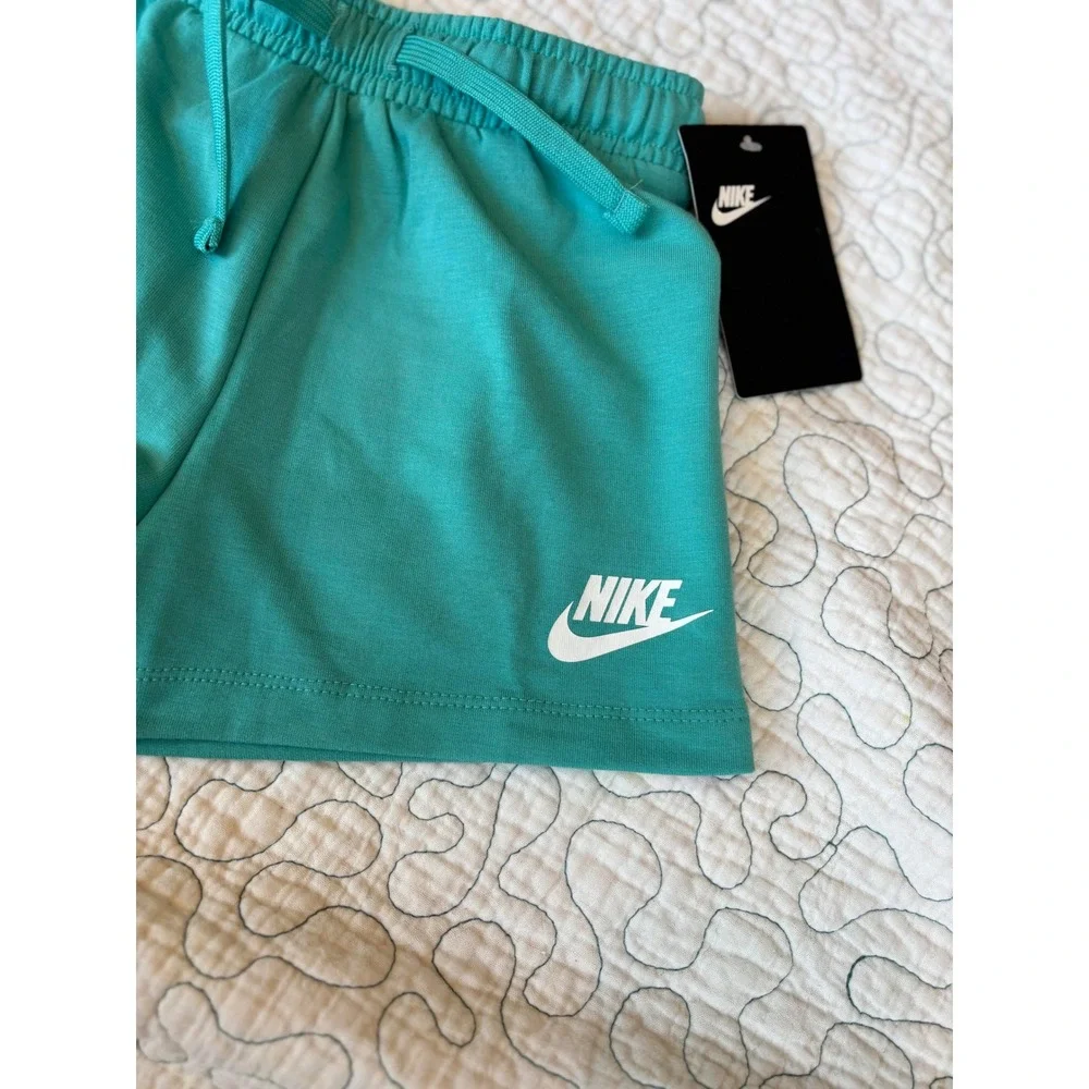 Nike Girls Washed Teal Rainbow Side Rainbow Stripe‎ Shorts Size 6